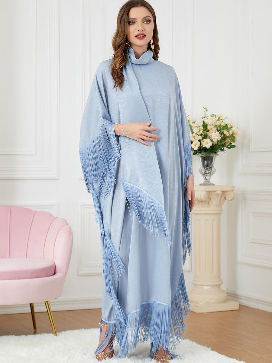3297#Latest feathers batwing sleeve wholesale muslim women dresses