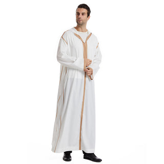 TH832#Abaya Muslim Clothing Long Sleeves Islamic High Quality Men's Robe with hat