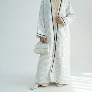 1908#Winter Thick Warm Modest Abaya Coat Dubai Custom Cardigan Kimono Tweed Abaya