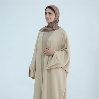 1911#Thick Knitted Winter Fall Cardigan Open Abaya Dress islamic Clothing Plus Size Abaya