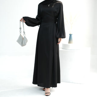 1702#2024 New Modest Dresses Satin Casual Dresses Abaya Women Muslim Dress Ramadan