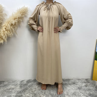 6764# Simple muslim women a-line dress abaya with adjustable neck 6 colors