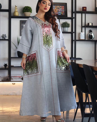 AB053# New burnt flower dress Muslim abaya women's clothing