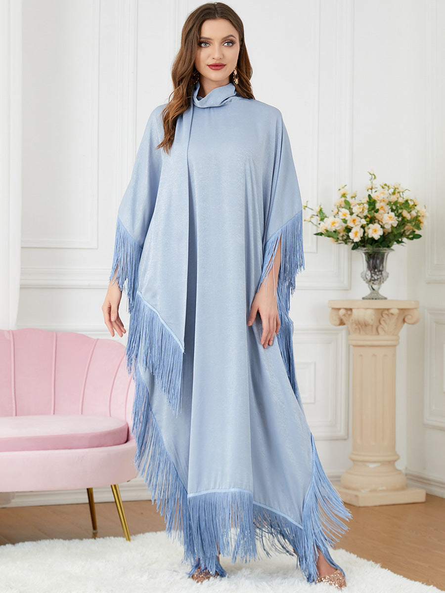 3297#Latest feathers batwing sleeve wholesale muslim women dresses