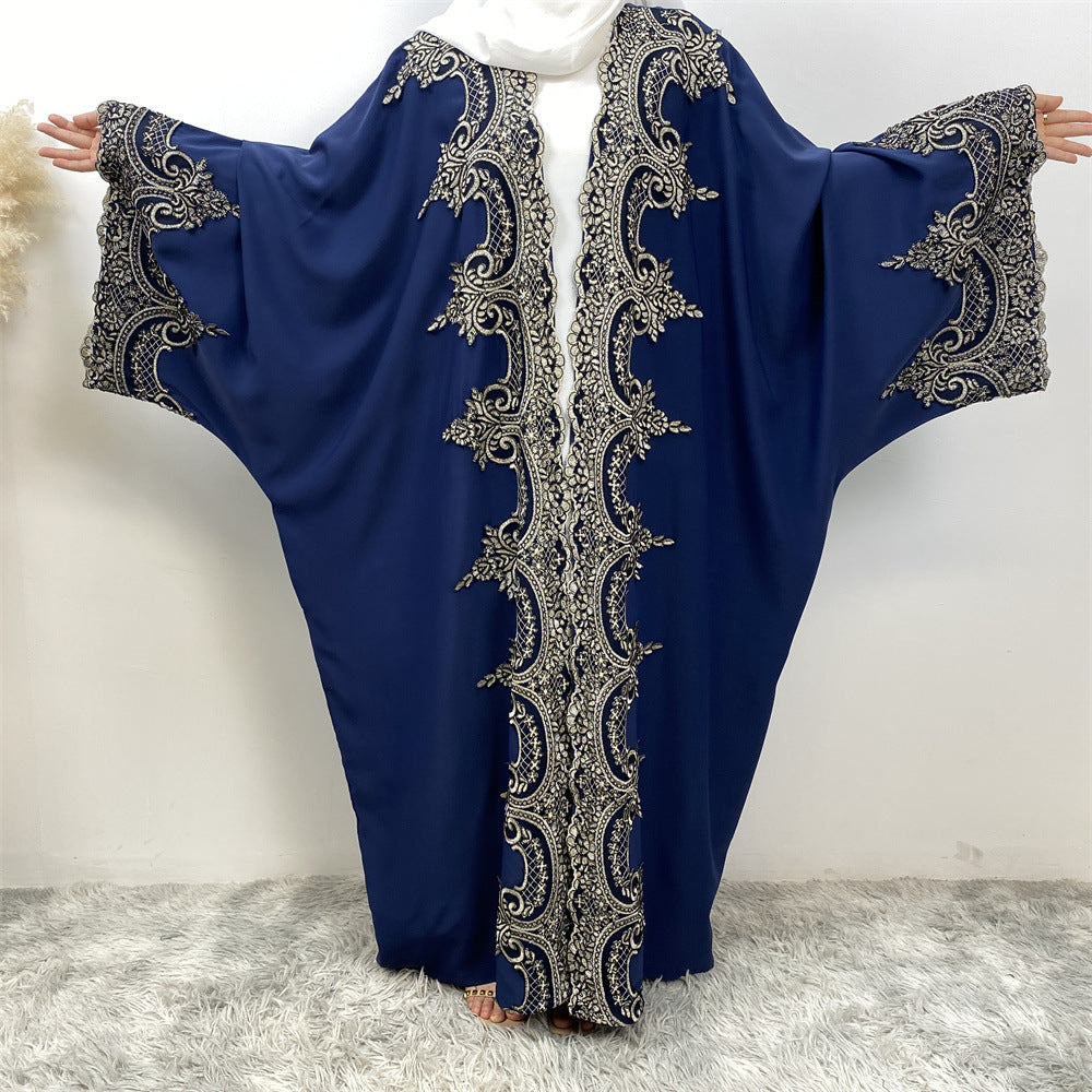 1417# Latest Ramadan Abaya For Women Muslim Fashion Luxury Silver Sequin Abaya