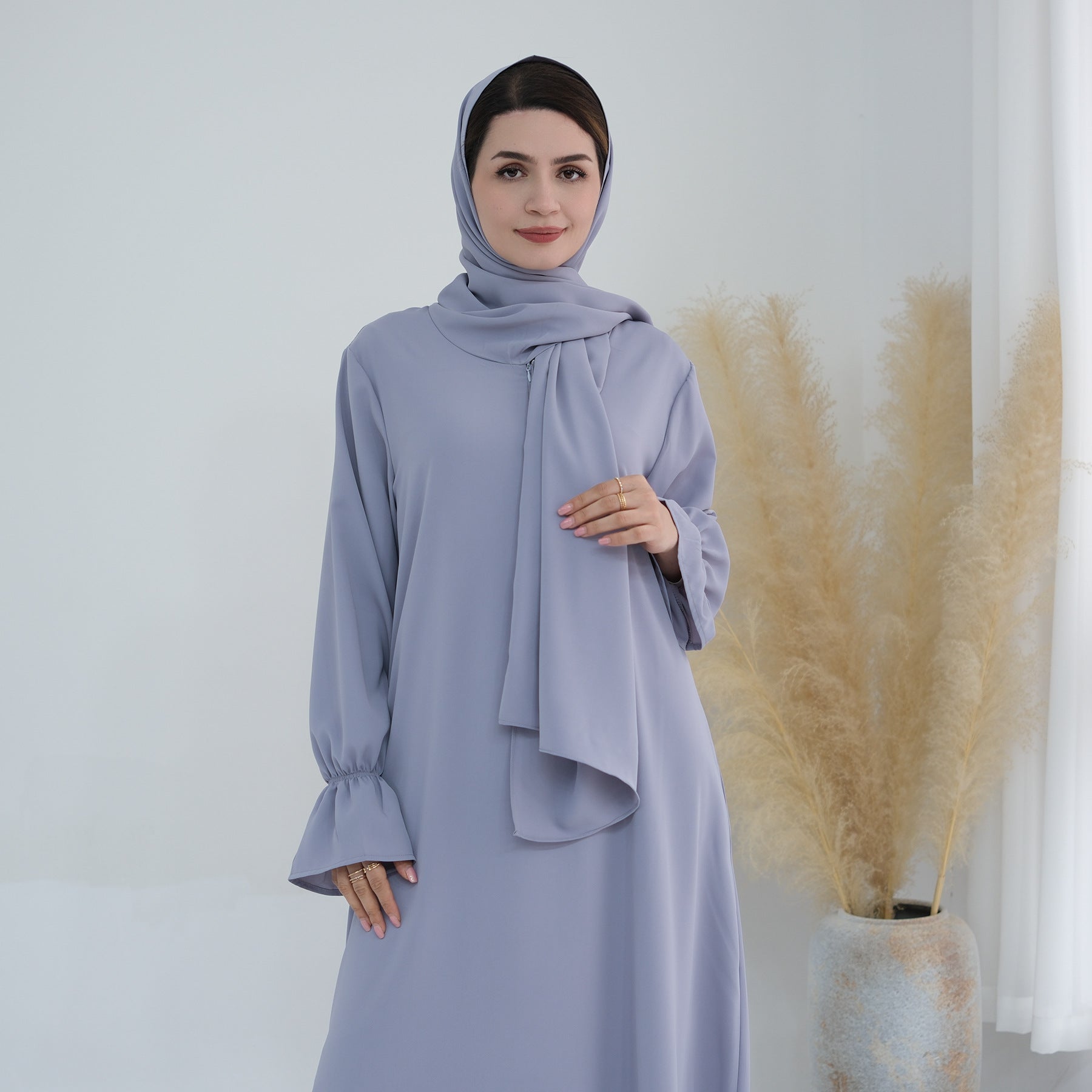 1714#Nida Ruffle Style One Piece Jilbab Abaya Women muslim dress