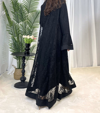 1001#Islamic Clothing 2PCS Abaya Set Inner Slip and Open Abaya Cardigan