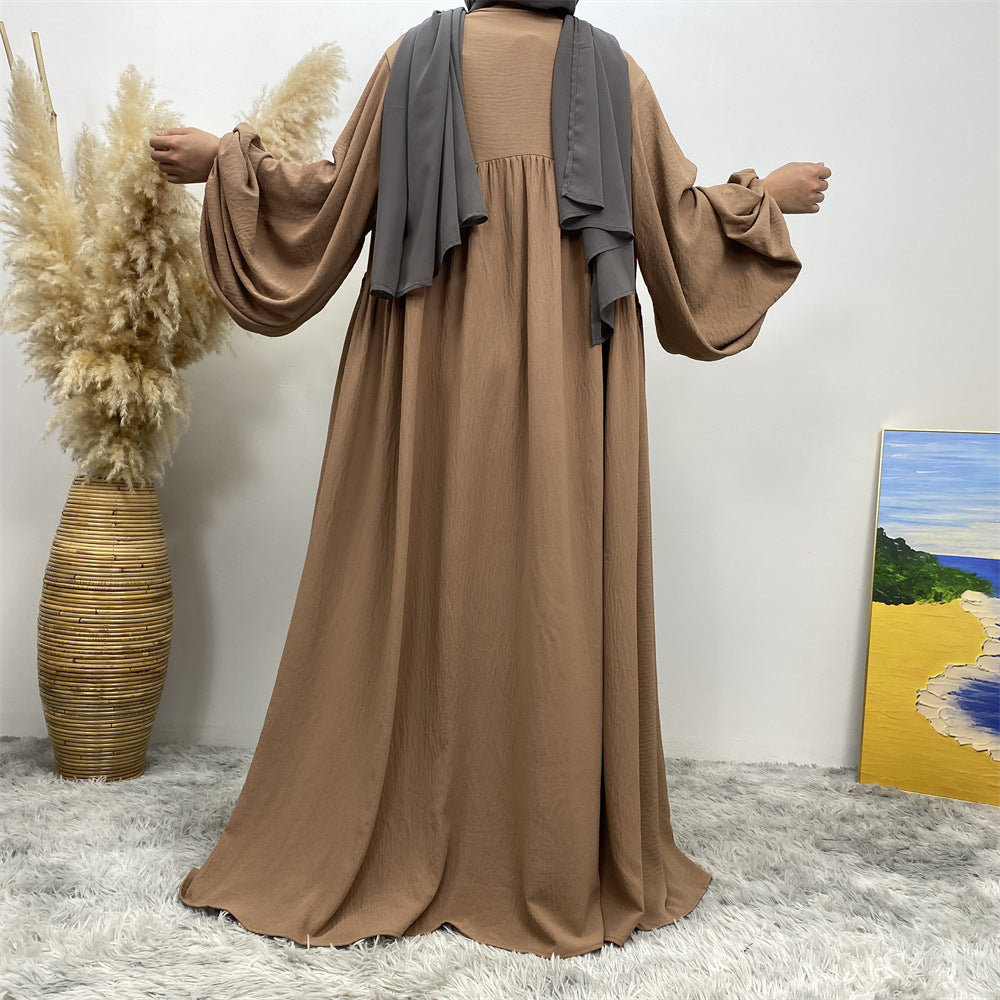 1969# Latest Elastic Cuff Big Lantern Sleeves With Side Pockets Women Abaya 的副本