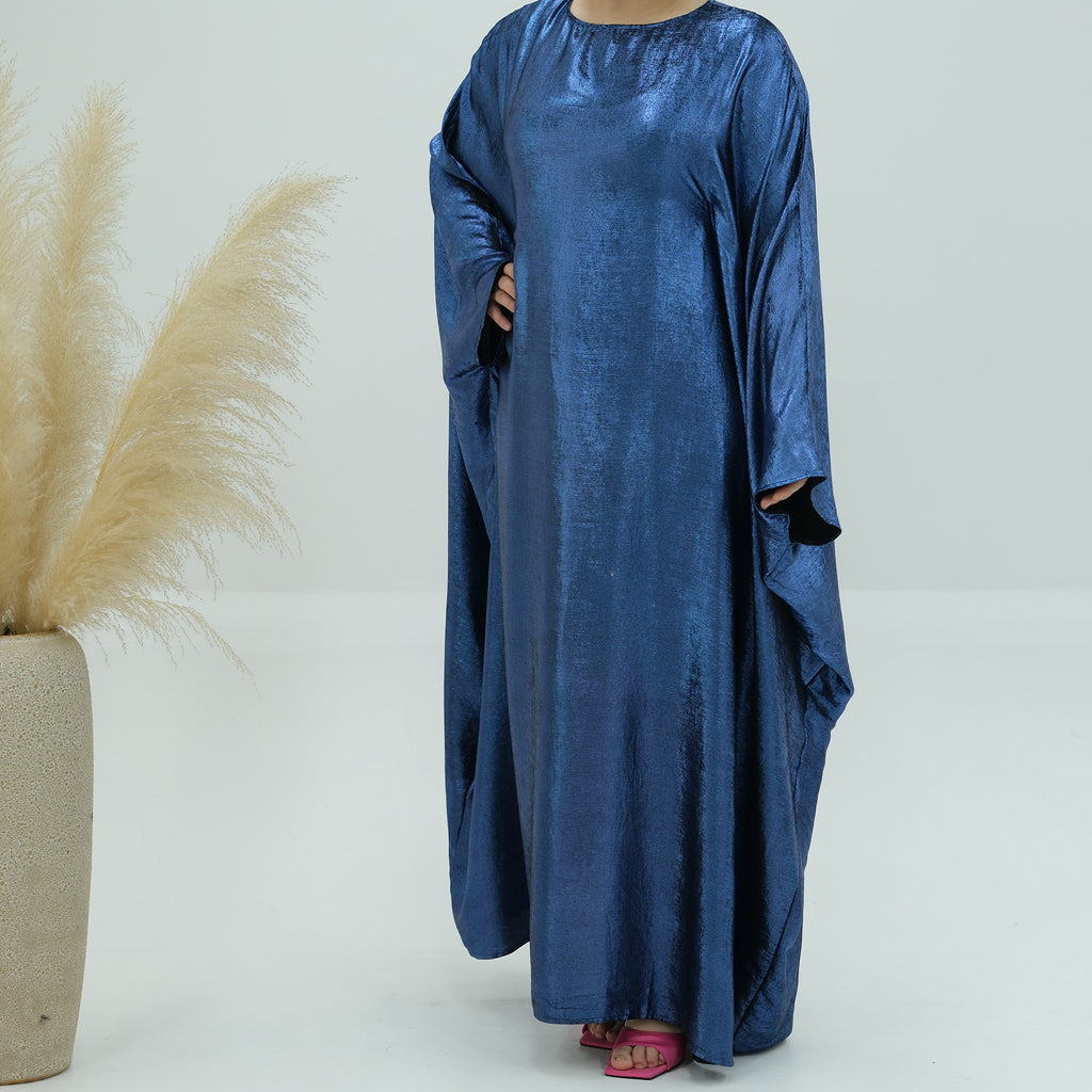 1778#2024 Women's Dresses Elegant Shiny Polyester Kaftan Abaya Batwing Muslim Dress