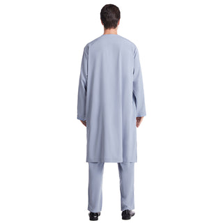 TH821#2 pcs Arab Muslim Wear calf Length Muslim Clothes Jubba Men's Thobe