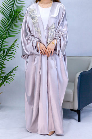 1009#  New Arrival Stylish Islamic Clothing Dubai Abaya Fashion Cardigan Women Abaya Satin