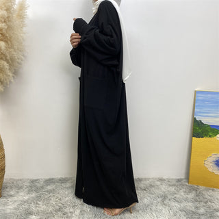 1997#New Fashion Cotton Autumn Winter Coat Cotton Side Pockets Open Abaya