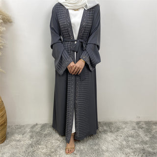 1421#High Quality Rhinestone Cardigan Middle East Dubai Female Diamond Abaya