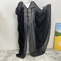 6742# Luxury Rhinestone Chiffon Abaya Hot Drilling Bead With Pearls Classy Cardigan