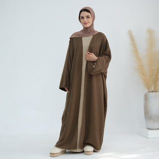 1911#Thick Knitted Winter Fall Cardigan Open Abaya Dress islamic Clothing Plus Size Abaya