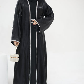 1699#2024 New Abaya Set Shinny Polyester Glitter Dubai Abaya Modest Kimono 的副本