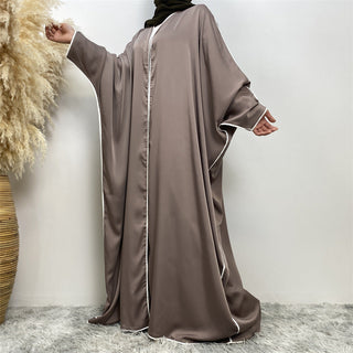 1688#Open Kimono Arabic Style Dubai Muslim Satin Abaya