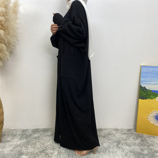 1997#New Fashion Cotton Autumn Winter Coat Cotton Side Pockets Open Abaya