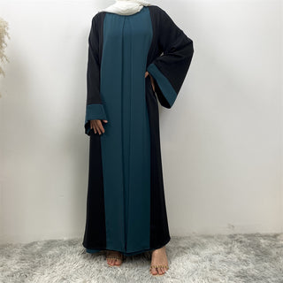 6780#Basic style flared sleeve closed  2 Pieces Dress abaya with pockets muslim women