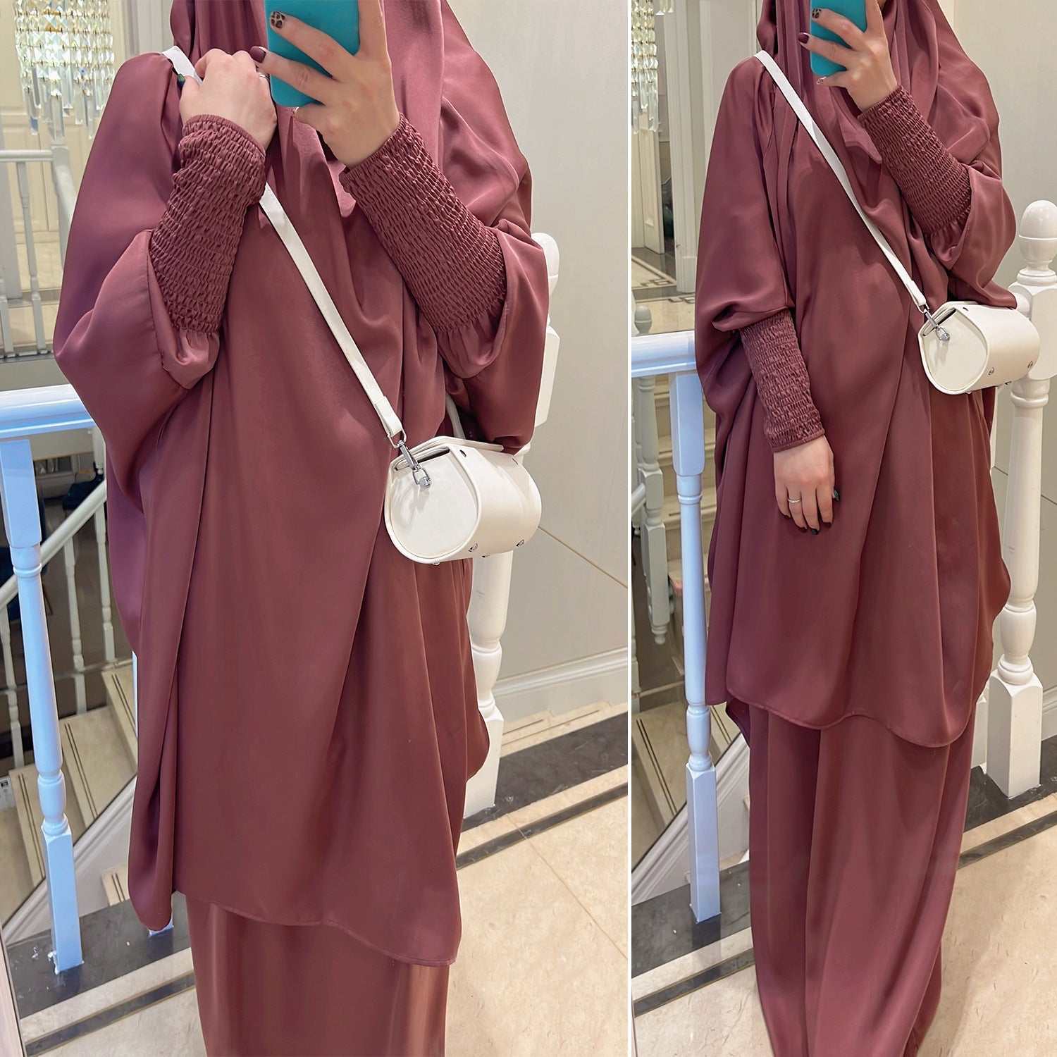1618#Islamic Clothing 2pcs Prayer Abaya Jilbab_ For Muslim Women