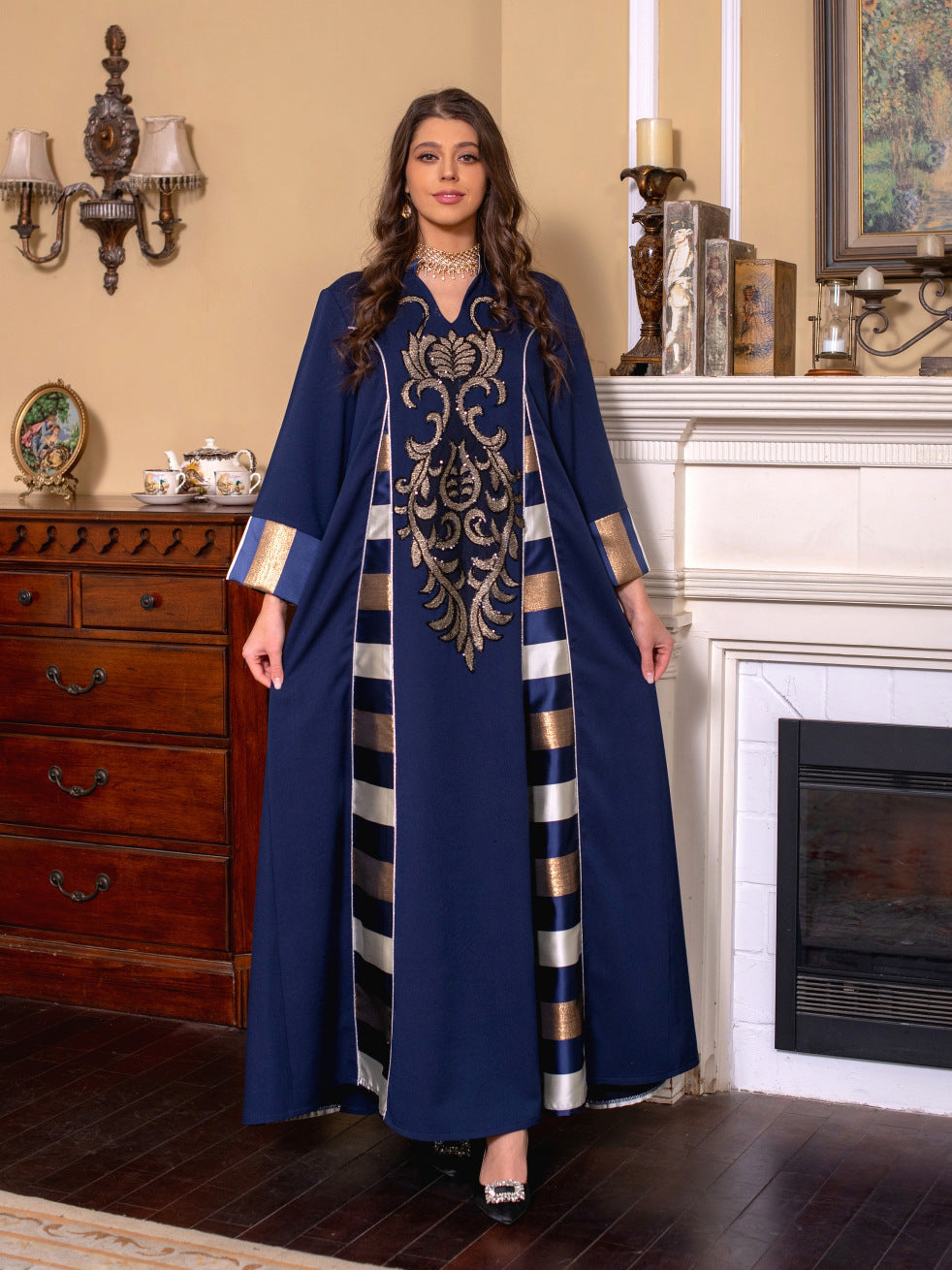 AB052# New burnt flower dress Muslim abaya women's clothing