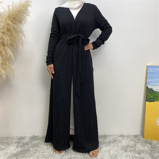 19060-1# New Winter Coat With Side Pockets Women Muslim Abaya Cardigan