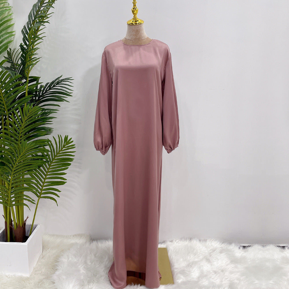 1590# 2pc Satin Abaya wrap skirt set islamic clothing modest women muslim dresses