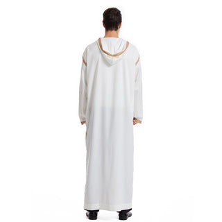 TH832#Abaya Muslim Clothing Long Sleeves Islamic High Quality Men's Robe with hat