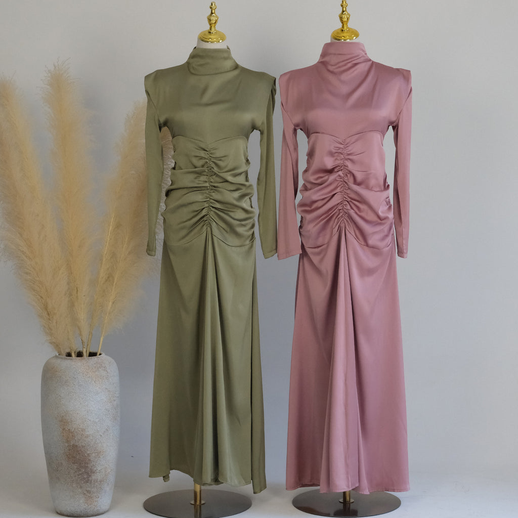 1598#Wholesale Modest Satin Dresses Stylish Muslim Women Dress Latest Abaya