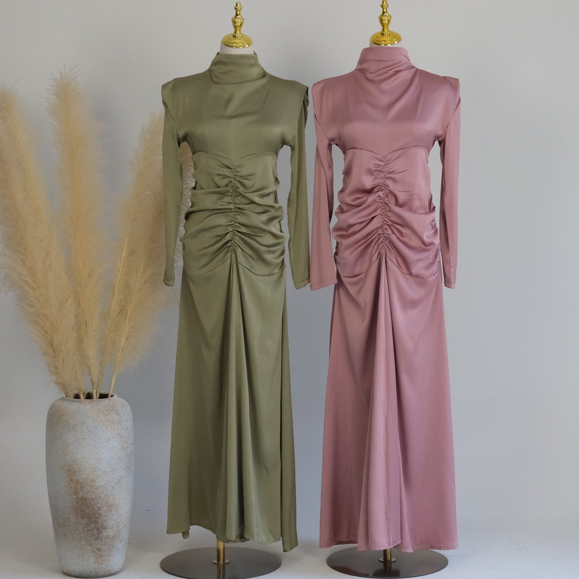 1598#Wholesale Modest Satin Dresses Stylish Muslim Women Dress Latest Abaya