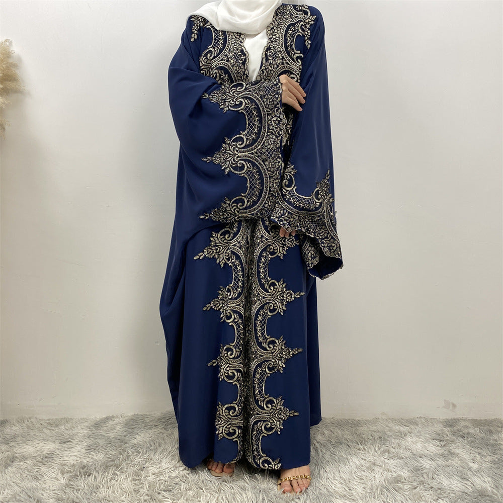 1417# Latest Ramadan Abaya For Women Muslim Fashion Luxury Silver Sequin Abaya