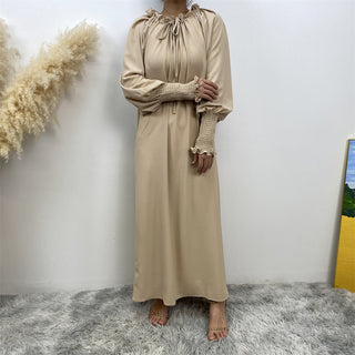 6764# Simple muslim women a-line dress abaya with adjustable neck 6 colors