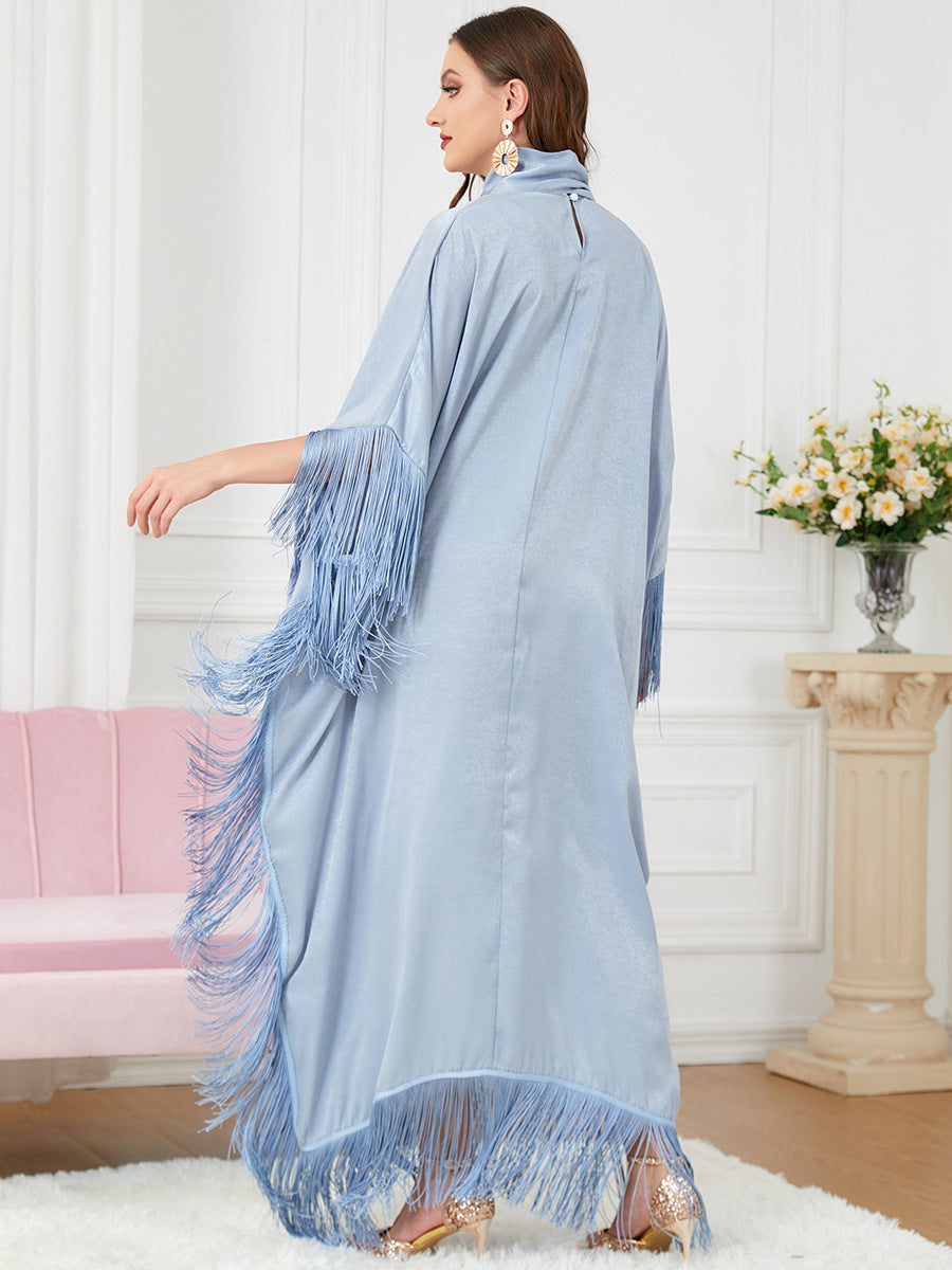 3297#Latest feathers batwing sleeve wholesale muslim women dresses