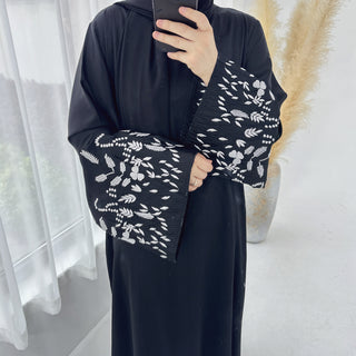 1769# Satin Embroidery Luxury Muslim Women Abaya Dress Islamic Clothing Women