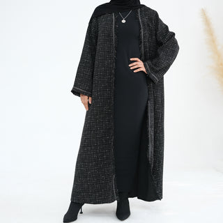 1908#Winter Thick Warm Modest Abaya Coat Dubai Custom Cardigan Kimono Tweed Abaya