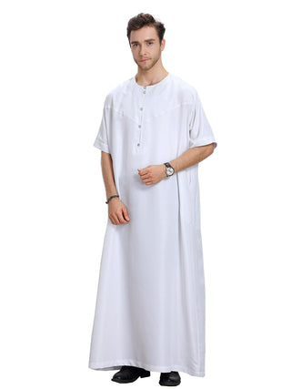 TH809#Hot sale muslim middle east men robe high collar shirt