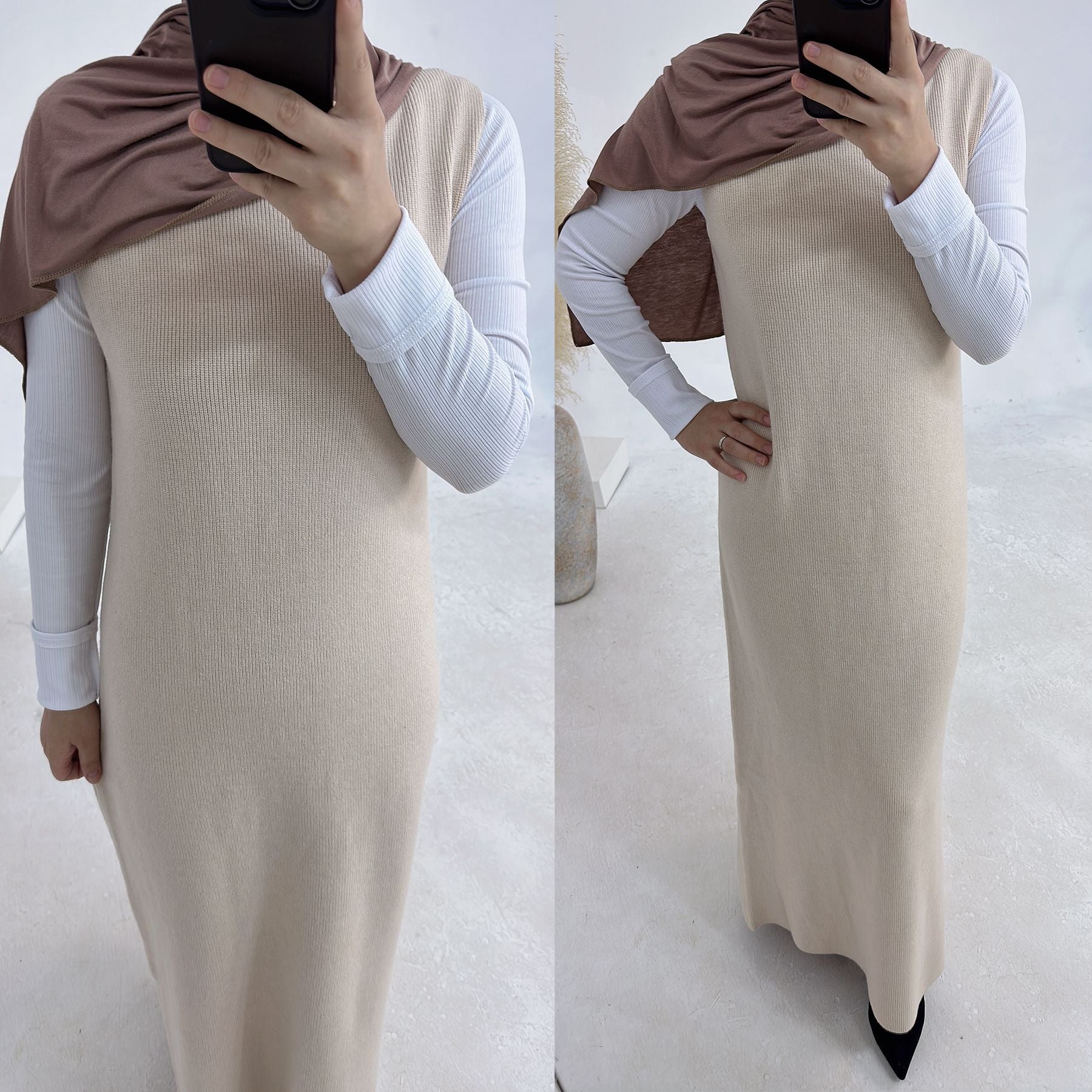 LR906+LR907#Sweater Modest Islamic Clothing Winter Women Muslim Dress and Cardigan  Kimono Abaya