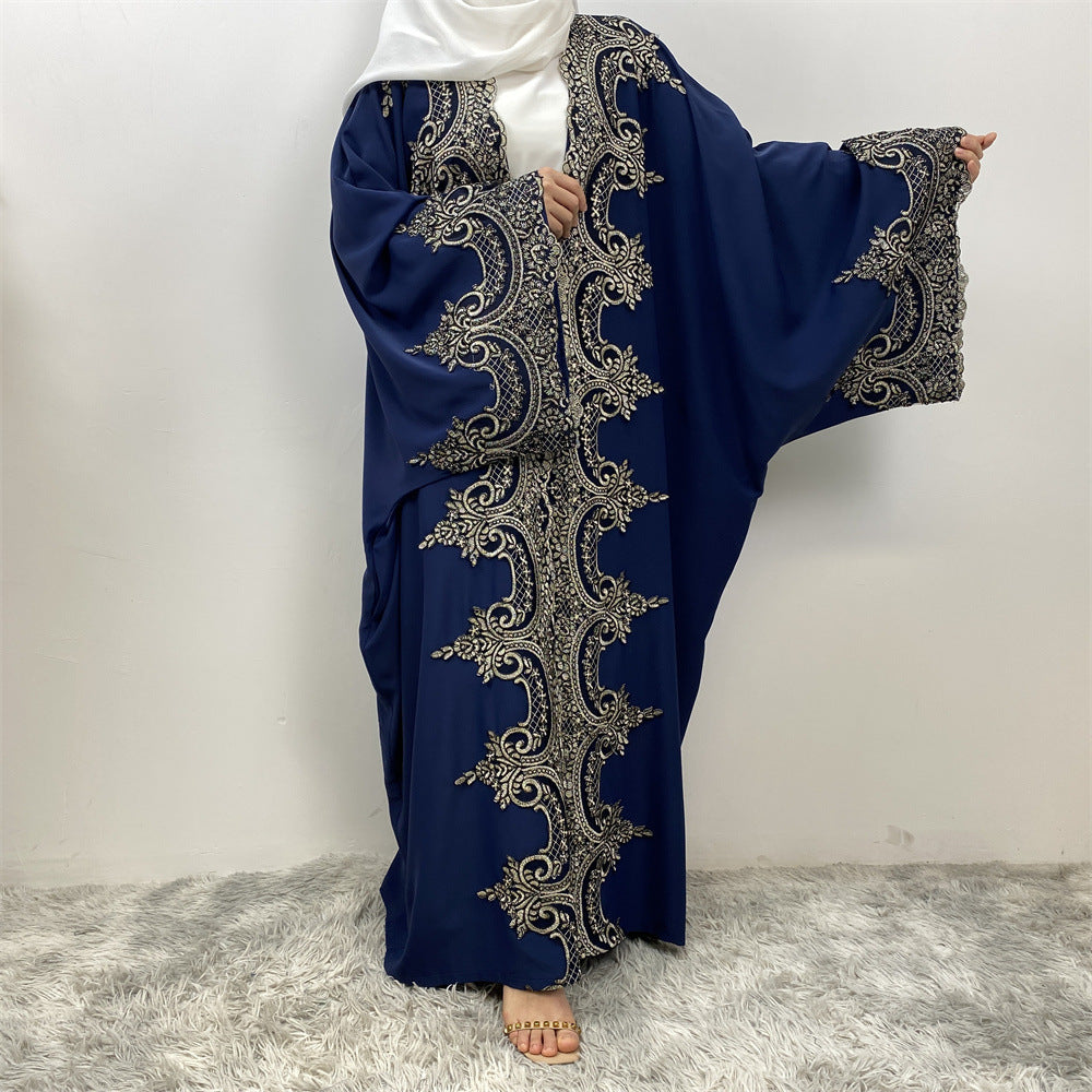 1417# Latest Ramadan Abaya For Women Muslim Fashion Luxury Silver Sequin Abaya