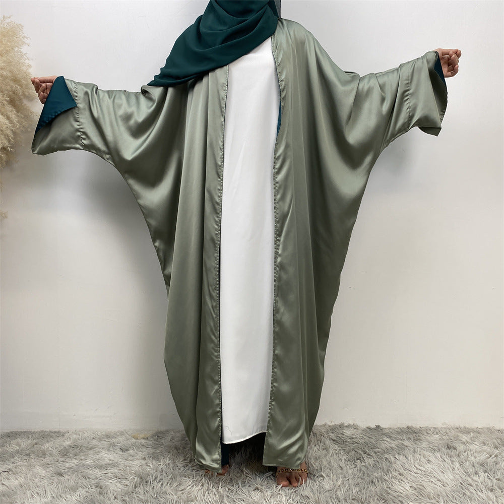1428#ew Style Smooth Satin Material Particular Split Cuff Design Women Versatile Classy Open Abaya