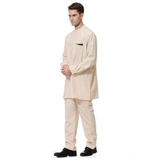 TH814#2 pcs Arab Muslim Wear calf Length Muslim Clothes Jubba Men's Thobe