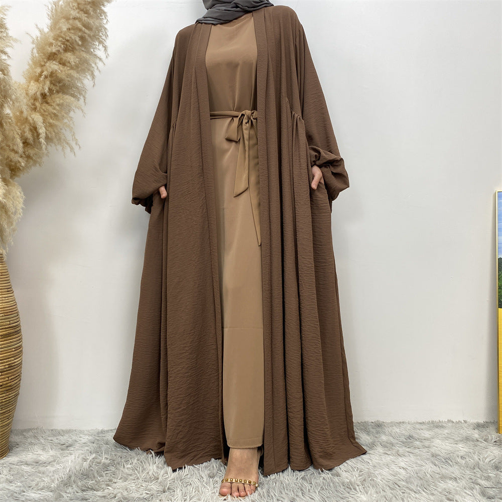 1969# Latest Elastic Cuff Big Lantern Sleeves With Side Pockets Women Abaya 的副本