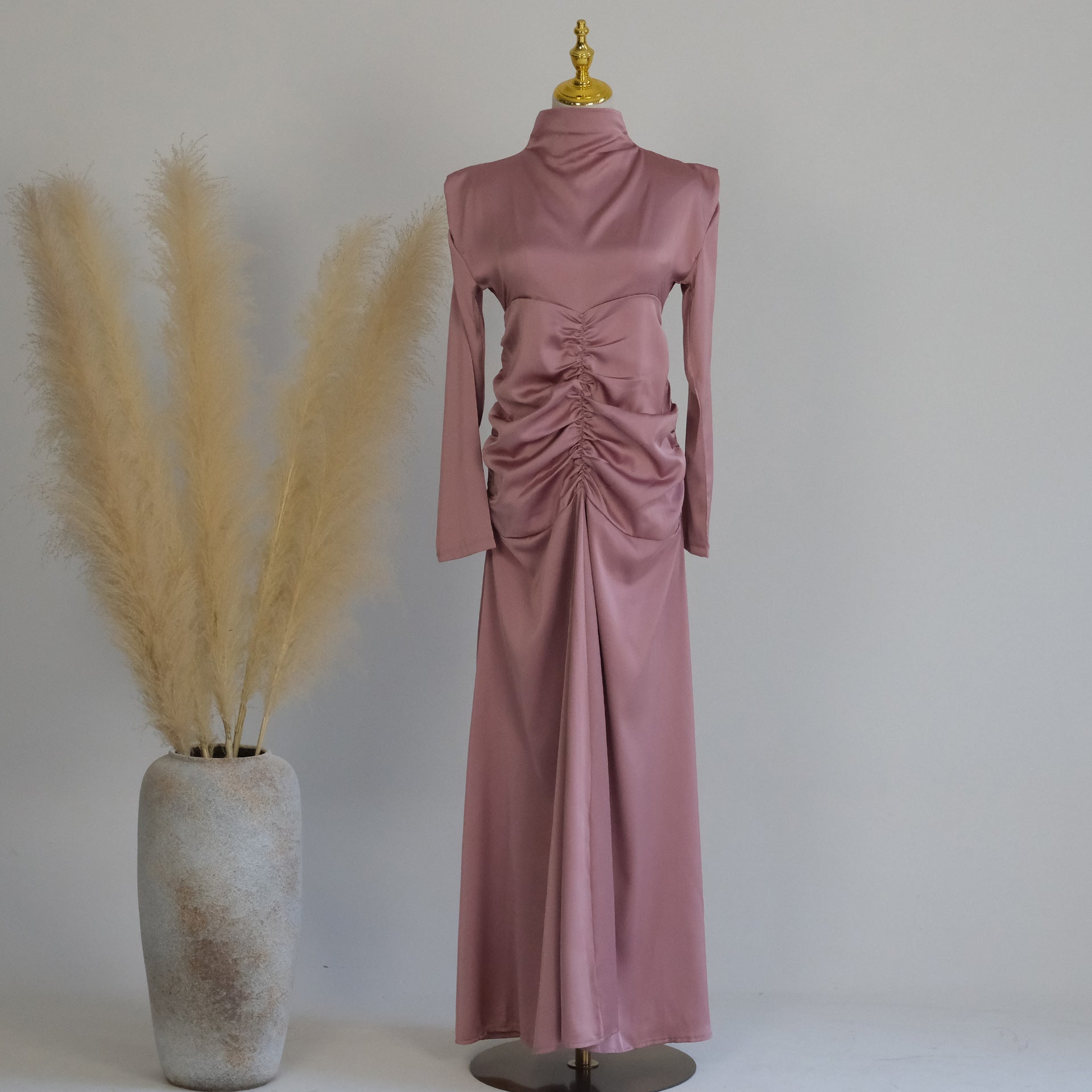 1598#Wholesale Modest Satin Dresses Stylish Muslim Women Dress Latest Abaya