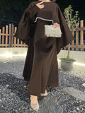 1020#2pcs Abaya Women Muslim Dress Set  Ramadan Islamic Clothing Kaftan with pearls