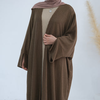 1911#Thick Knitted Winter Fall Cardigan Open Abaya Dress islamic Clothing Plus Size Abaya