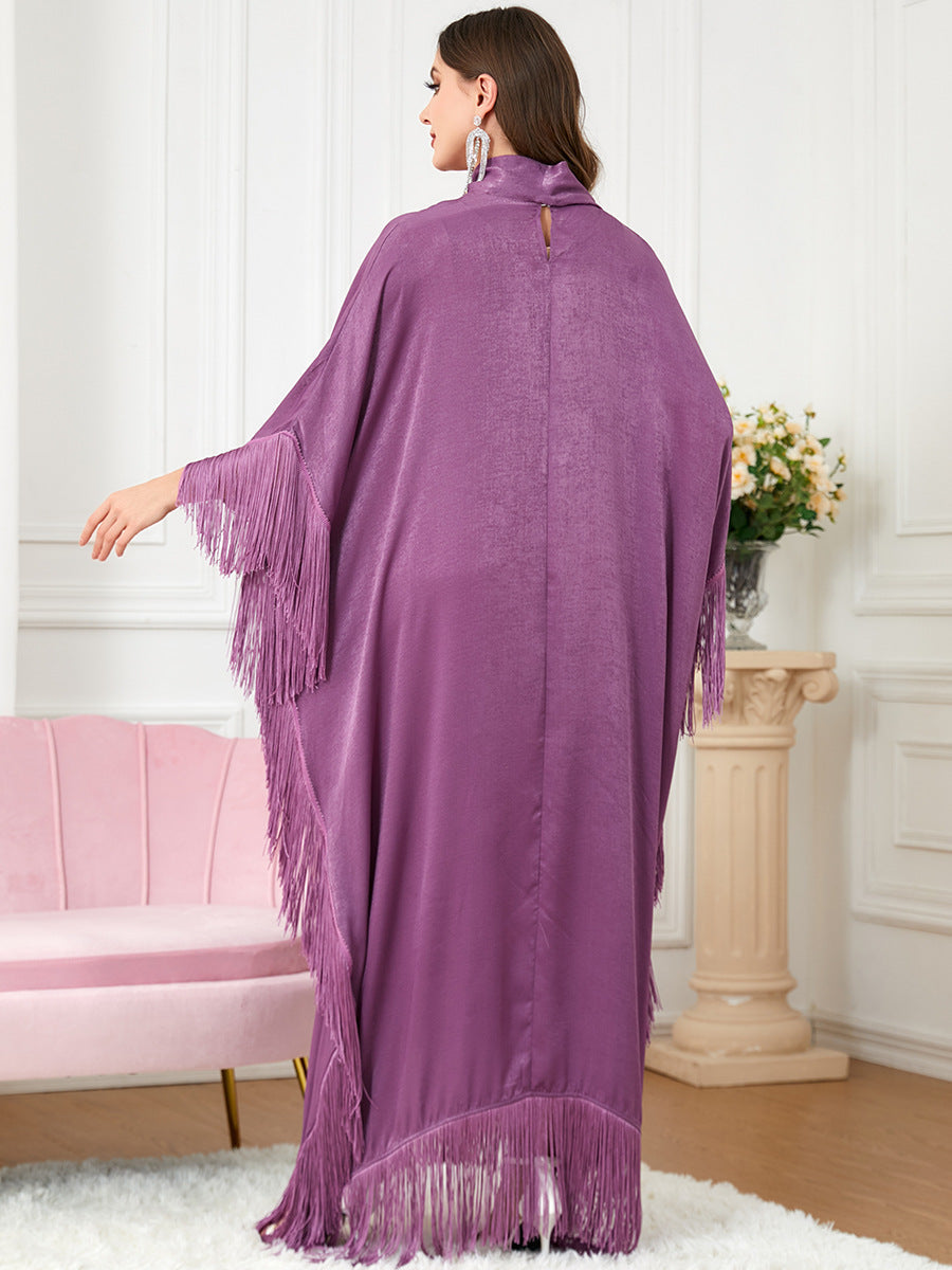 3297#Latest feathers batwing sleeve wholesale muslim women dresses