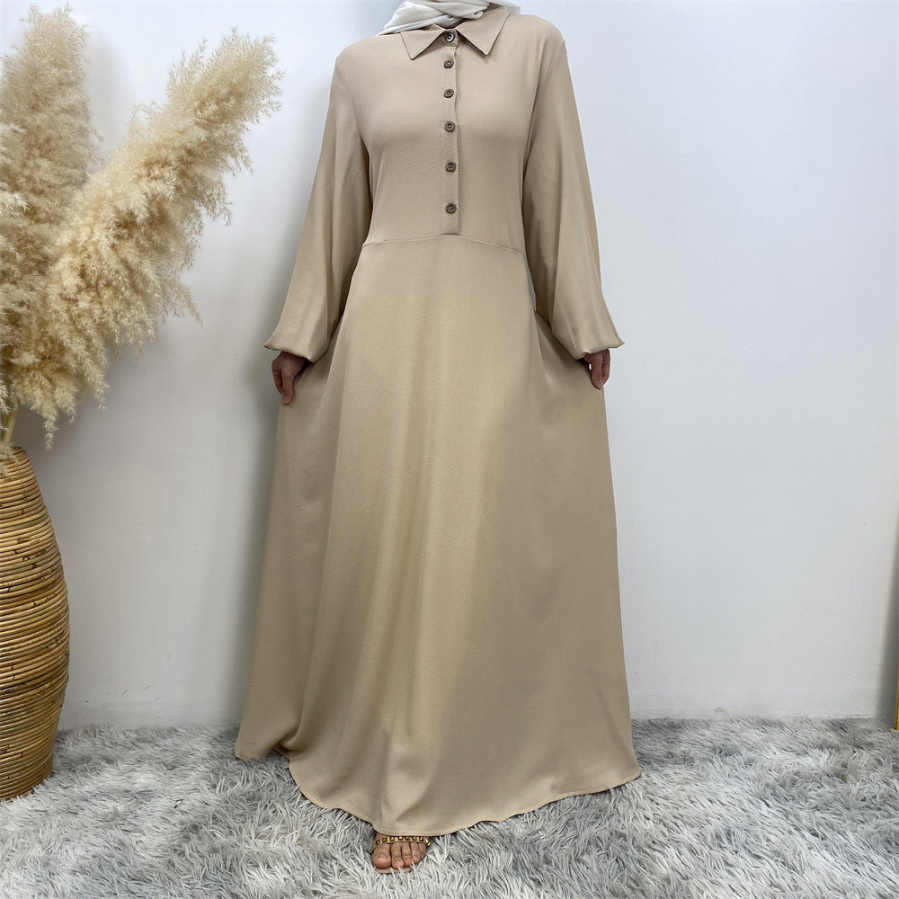 6771# Newest chiffon maxi dress muslim women abaya dresses with pockets 5 colors