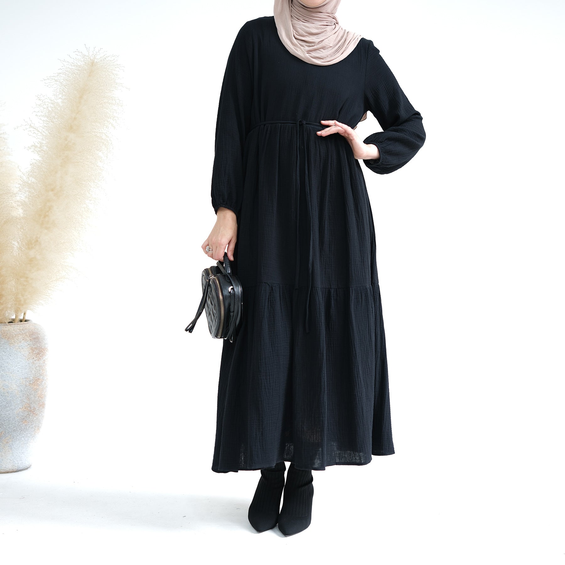 1659#New Style Cotton Long Sleeves Women Dresses Abaya Women Muslim Dress Abaya
