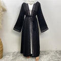 1421#High Quality Rhinestone Cardigan Middle East Dubai Female Diamond Abaya