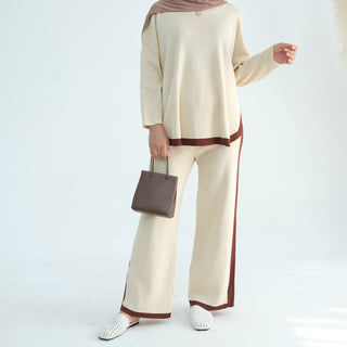 1868#Modest Top and Pants 2 Piece Set Muslim Fashion Sweater Islamic Clothing Women Winter Abaya