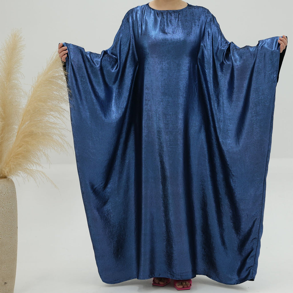 1778#2024 Women's Dresses Elegant Shiny Polyester Kaftan Abaya Batwing Muslim Dress